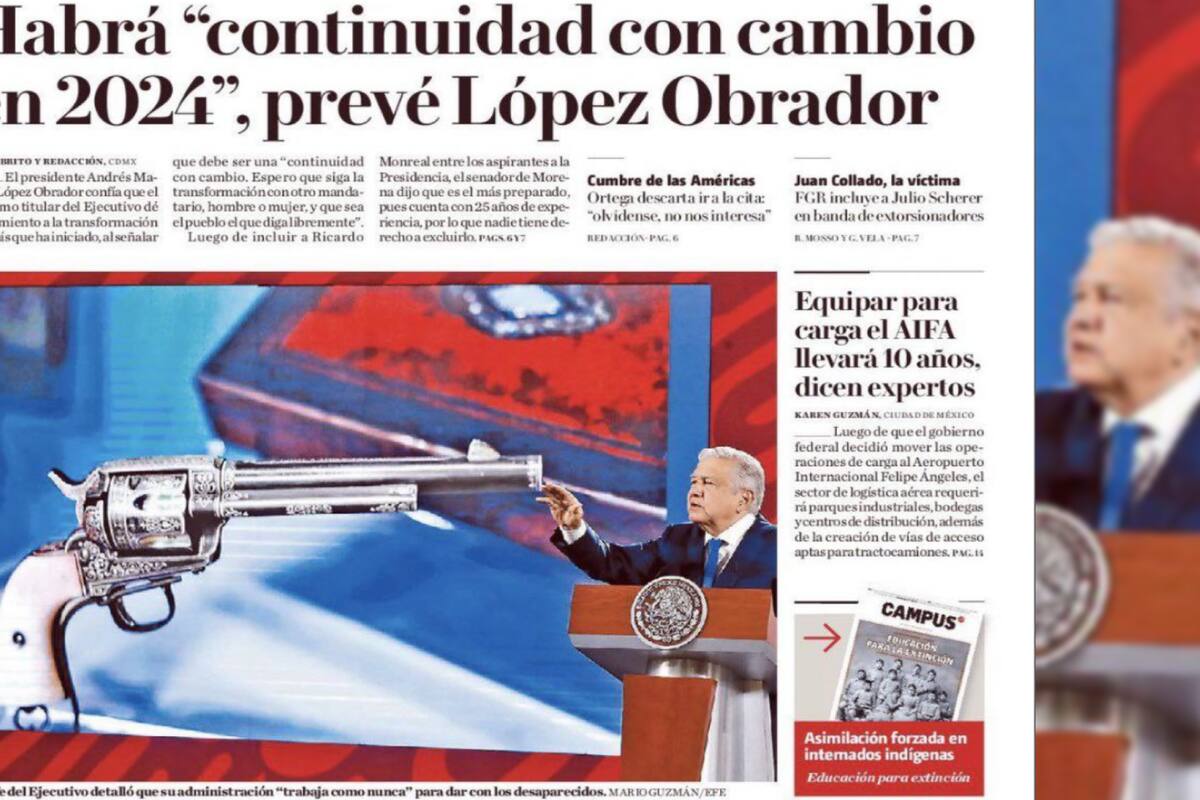 Pistola apuntando a AMLO se muestra en portada de Milenio y desata polémica