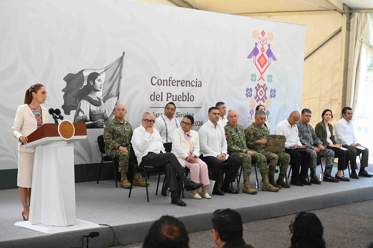 MAZATLÁN, Sin, President/Presidenta-Sheinbaum.- 27 de febrero del 2026. La presidenta de México, Claudia Sheinbaum Pardo, encabeza la conferencia de prensa matutina desde Mazatlán, Sinaloa. Foto: Agencia EL UNIVERSAL/ESPECIAL Presidencia/ARMM