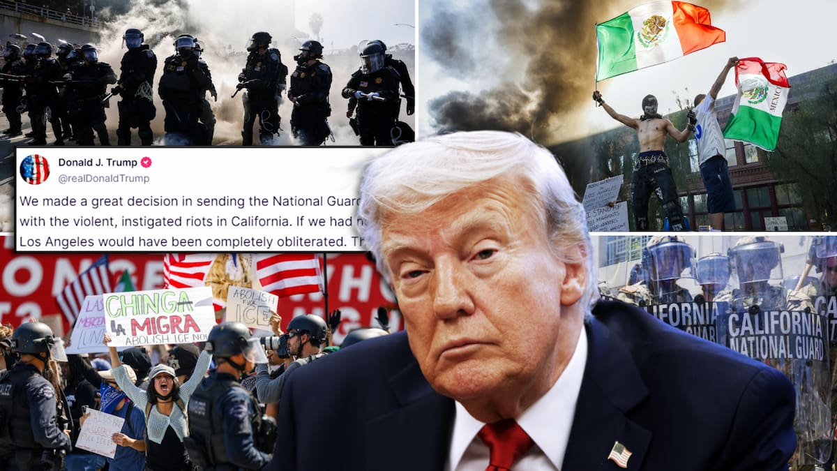 Trump presume despliegue militar en Los Ángeles y llama “incompetente” a gobernador de California. FOTO: Especial