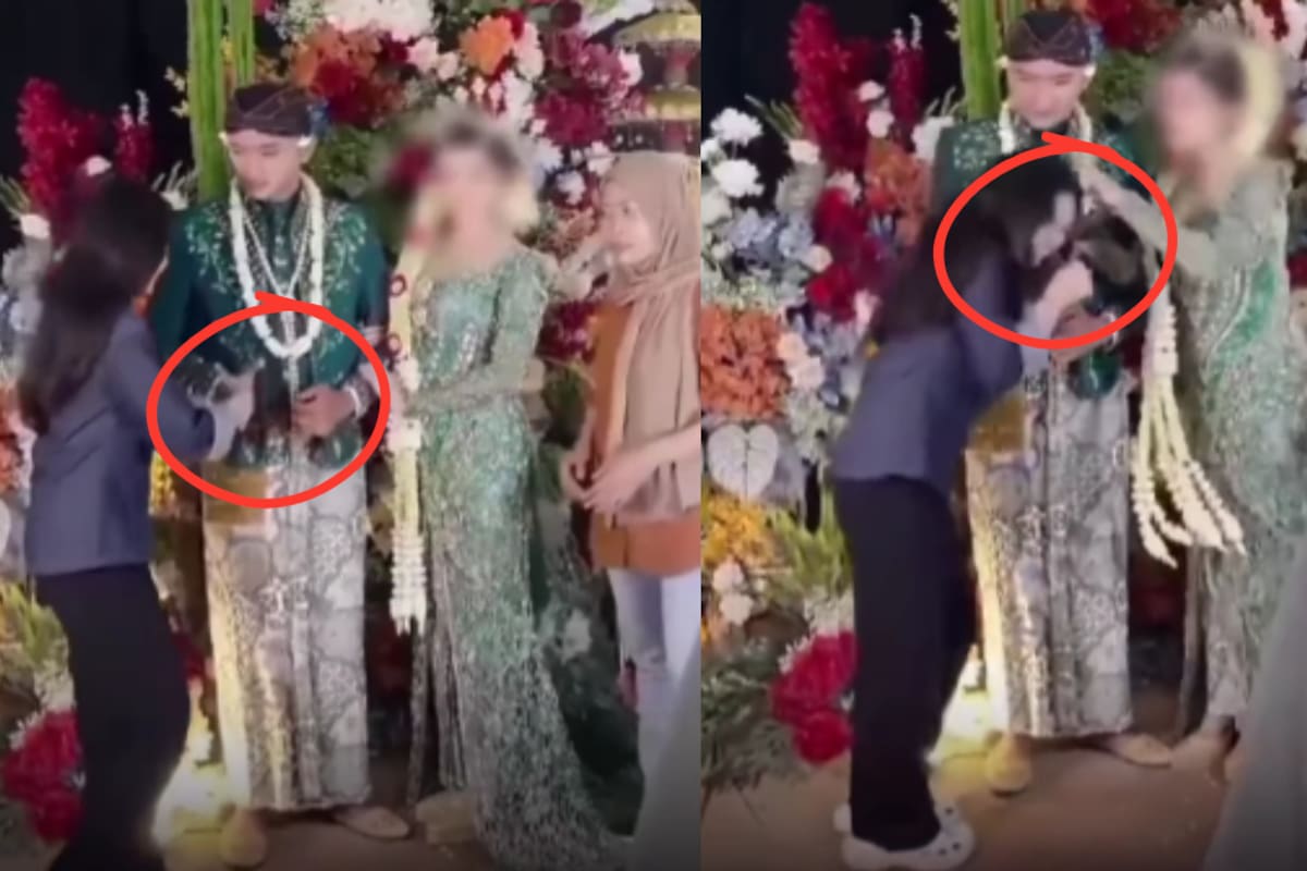 Mujer se vuelve viral por besar la mano del novio en plena boda y la esposa responde jalándola del cabello