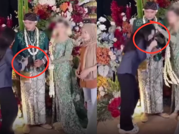 Mujer se vuelve viral por besar la mano del novio en plena boda y la esposa responde jalándola del cabello