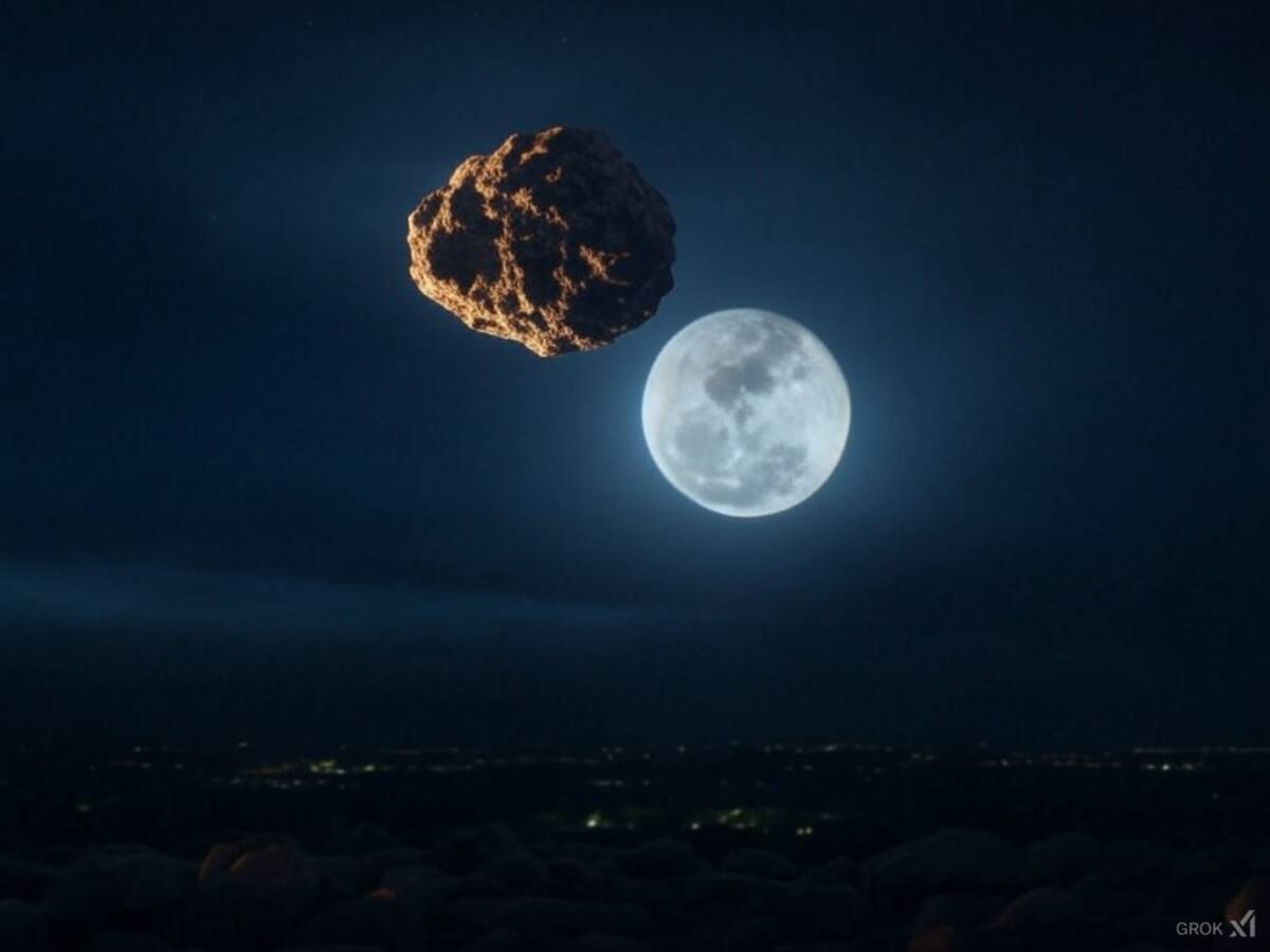 La probabilidad de que el asteroide impacte sobre la Luna es más elevada que la que hay de que impacte sobre la Tierra. / Imagen ilustrativa hecha con IA (Grok).