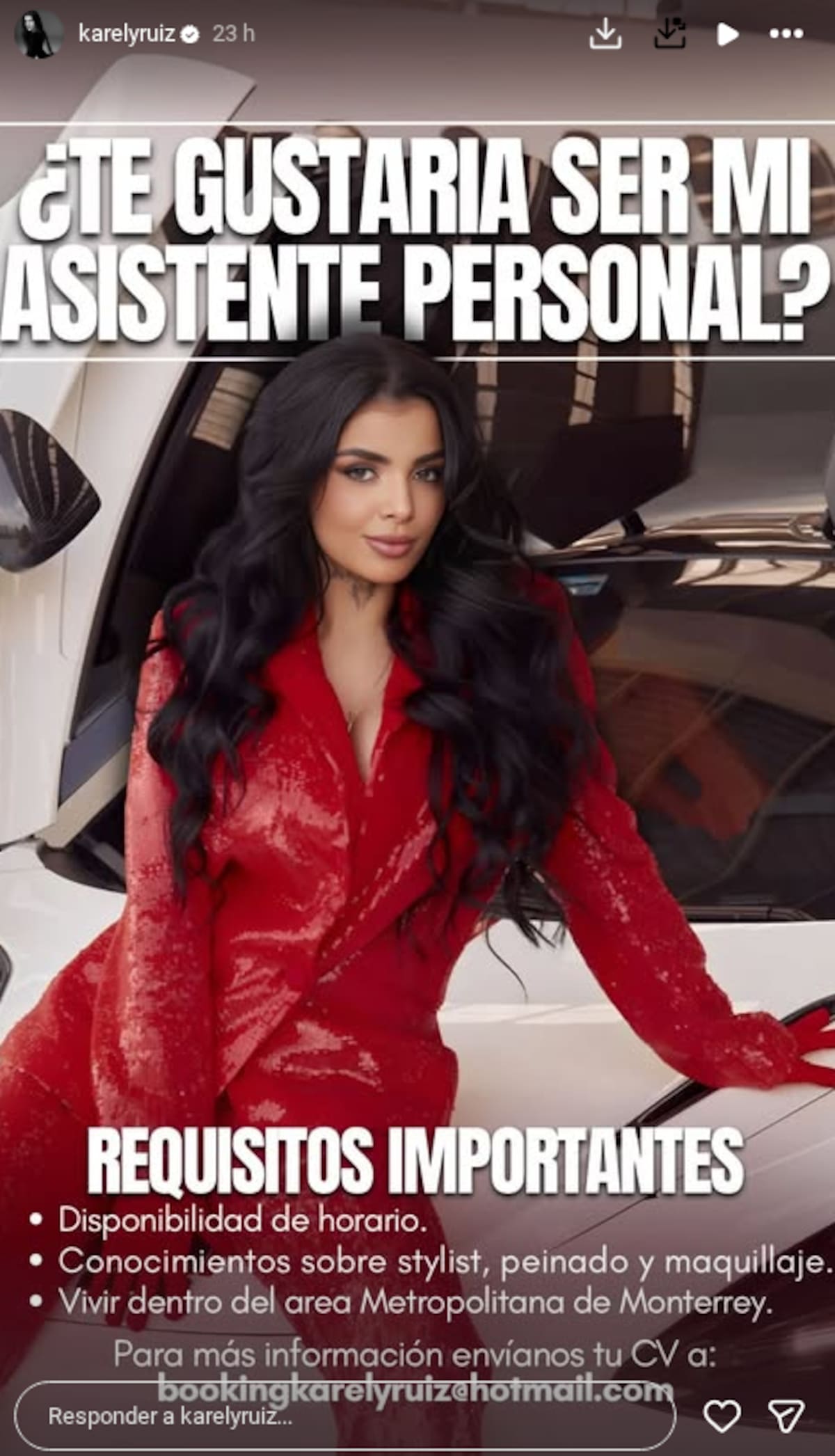 Karely Ruiz anuncia que está en busca de un asistente personal | captura de pantalla