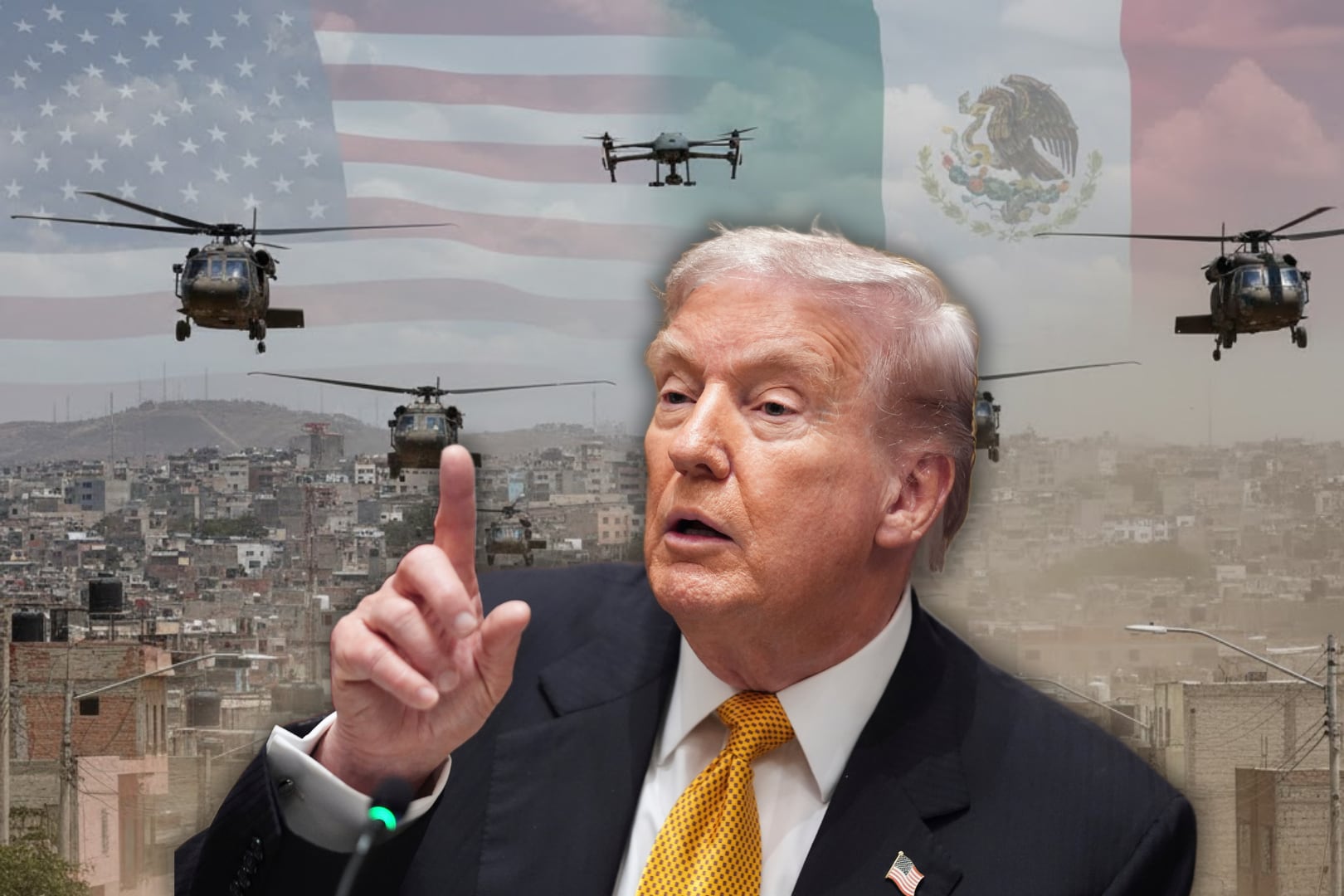 El presidente de Estados Unidos, Donald Trump, anunció que su gobierno iniciará acciones “en tierra” contra los cárteles mexicanos como parte de una nueva fase de su estrategia contra el narcotráfico. Foto: Gemini/Archivo