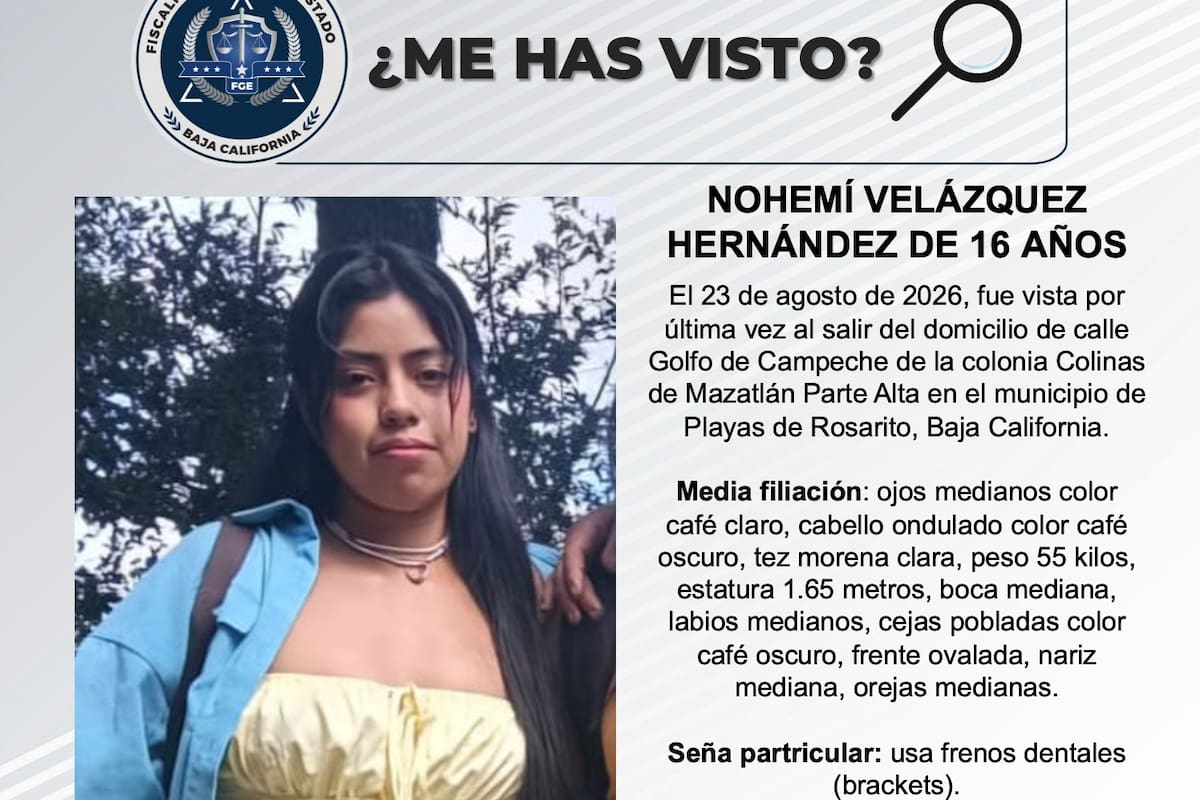 Se busca Nohemí Velázquez Hernández de 16 años