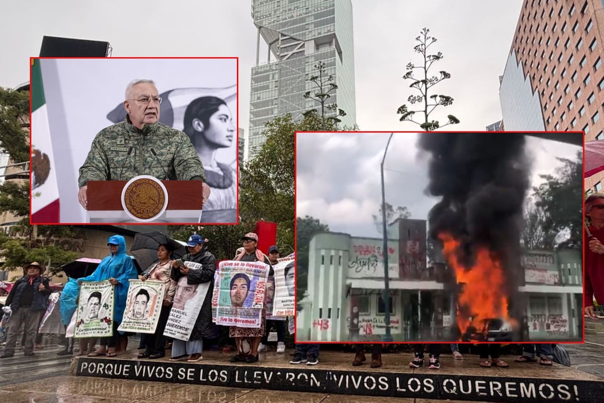 Familiares de los 43 de Ayotzinapa derriban puerta del Campo Militar 1 e incendian camión en Naucalpan; exigen acceso a los archivos de la Sedena
