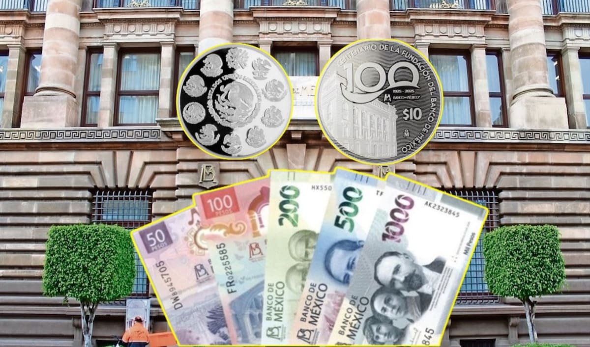 Monedas y billetes conmemorativos por el 100 aniversario del Banco de México