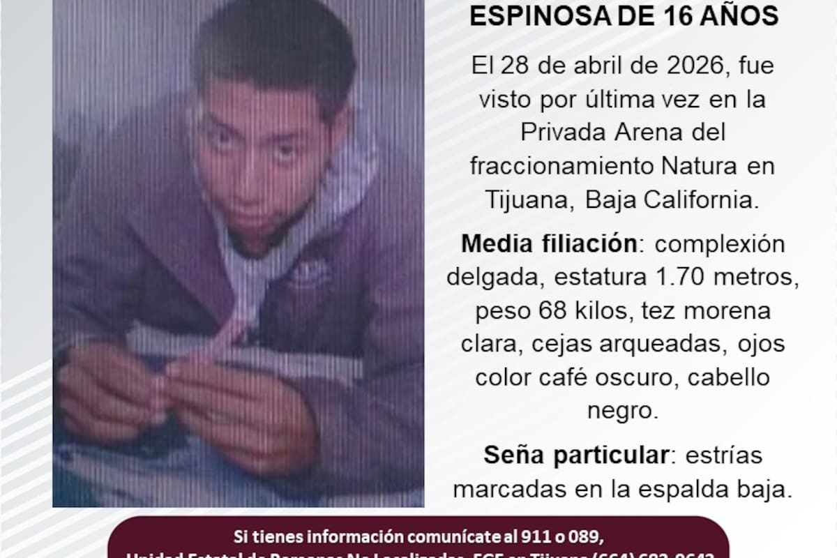 Se busca a Samuel Alberto Torres Espinosa de 16 años