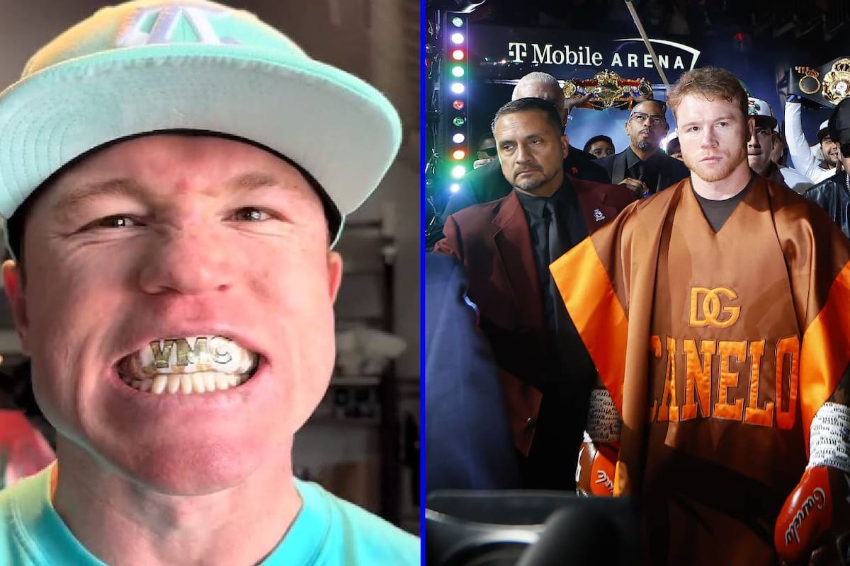 ¡Bañado en oro! El lujoso protector bucal de ‘Canelo’ que usó en su pelea con Berlanga