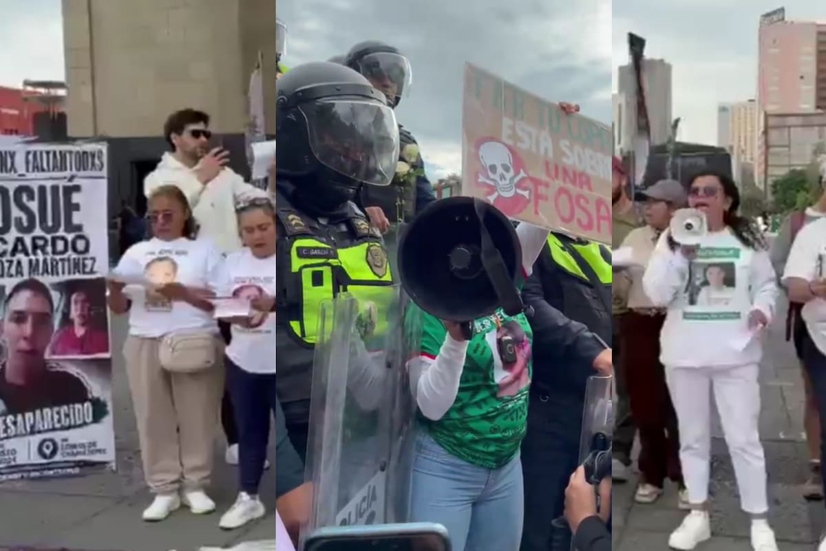 Madres Buscadoras avanzan al estadio Azteca mientras cantan el “Cielito Lindo” adaptado a su causa