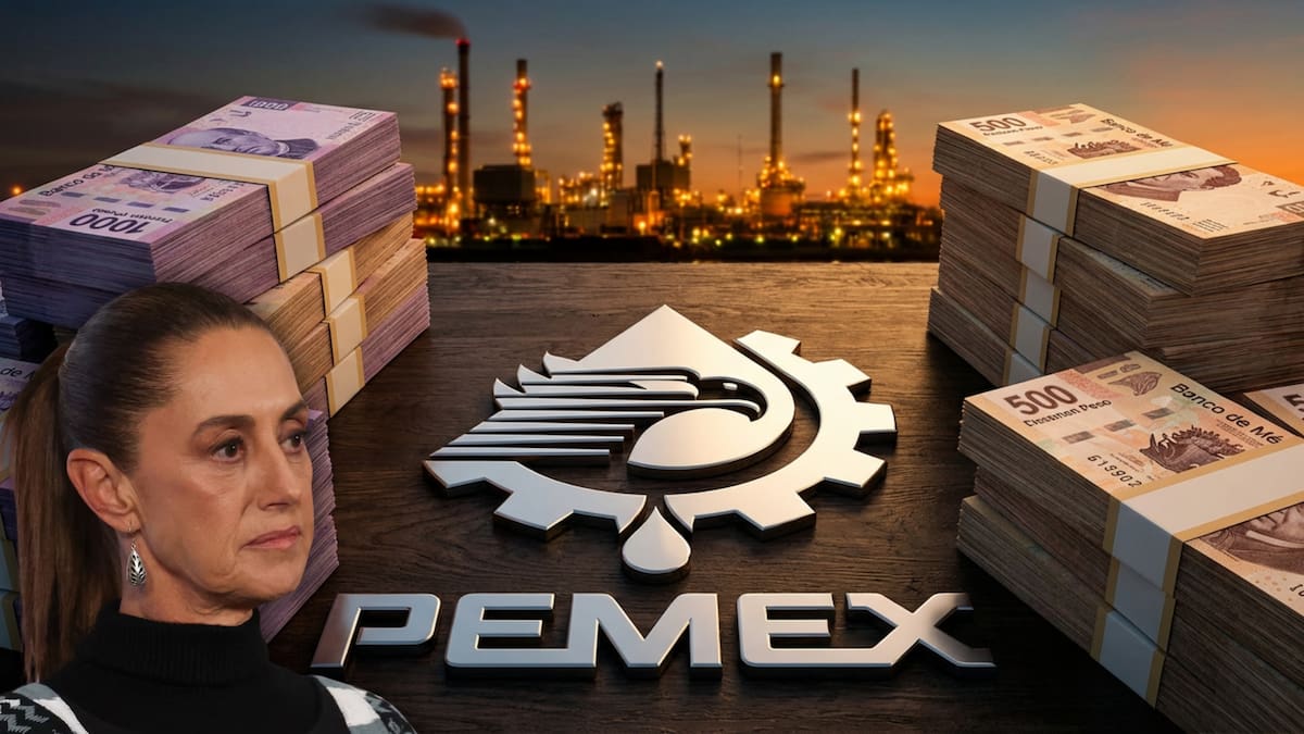 Los 800 mil millones de pesos inyectados por el gobierno de Sheinbaum marcan el mayor rescate anual en la historia de Pemex. (Reuters/Canva/Gemini)
