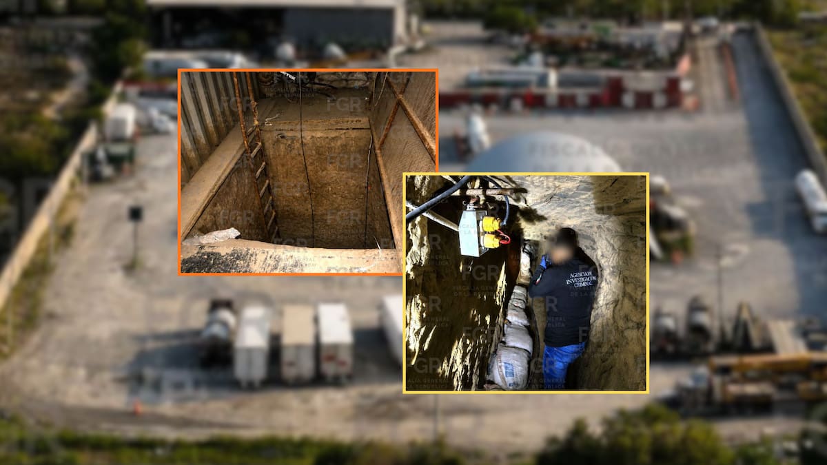 FGR descubre un túnel clandestino dentro de instalaciones de Pemex en Nuevo León y decomisa 205 mil 418 litros de hidrocarburo, 23 tractocamiones, 10 autotanques, una grúa, siete cajas secas, tres vehículos y equipo especializado para el robo de combustible