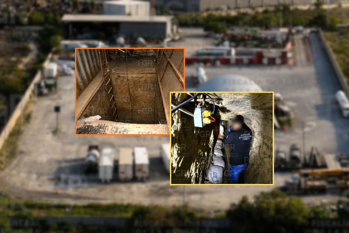FGR descubre un túnel clandestino dentro de instalaciones de Pemex en Nuevo León y decomisa 205 mil 418 litros de hidrocarburo, 23 tractocamiones, 10 autotanques, una grúa, siete cajas secas, tres vehículos y equipo especializado para el robo de combustible