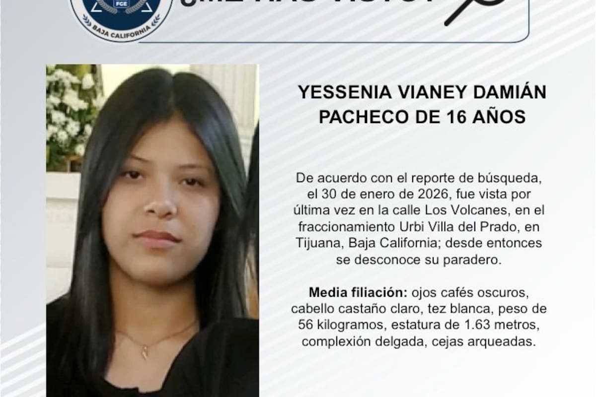 Se busca a Yessenia Vianey Damián Pacheco de 16 años