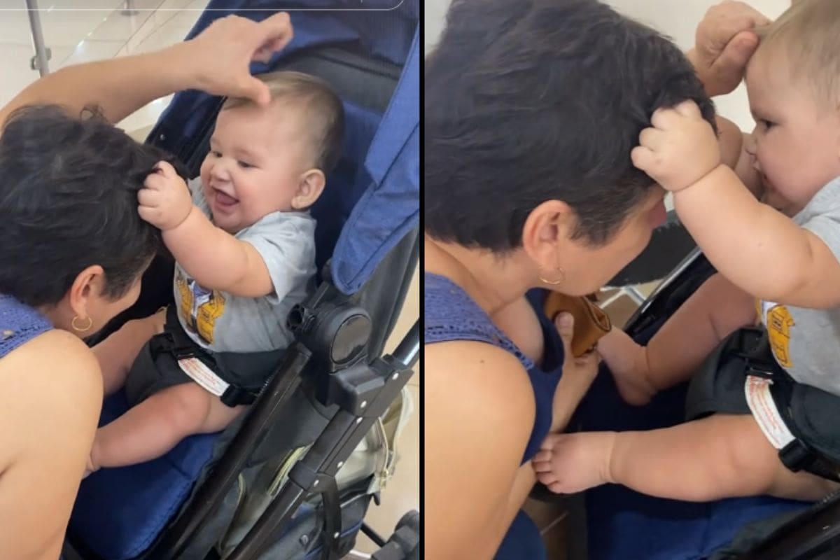 Una lección inesperada: abuela le jala el cabello a su nieto para que la suelte
