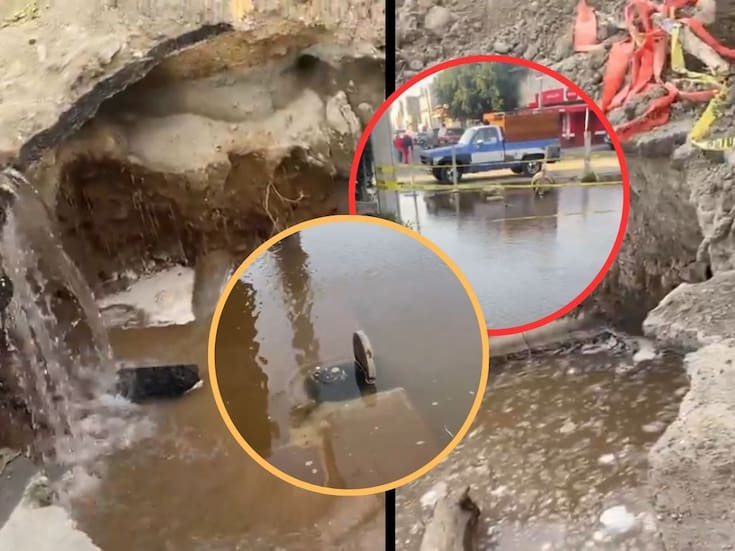Socavón en Iztapalapa por fuga de agua en colonia Santa María Aztahuacán deja calle intransitable