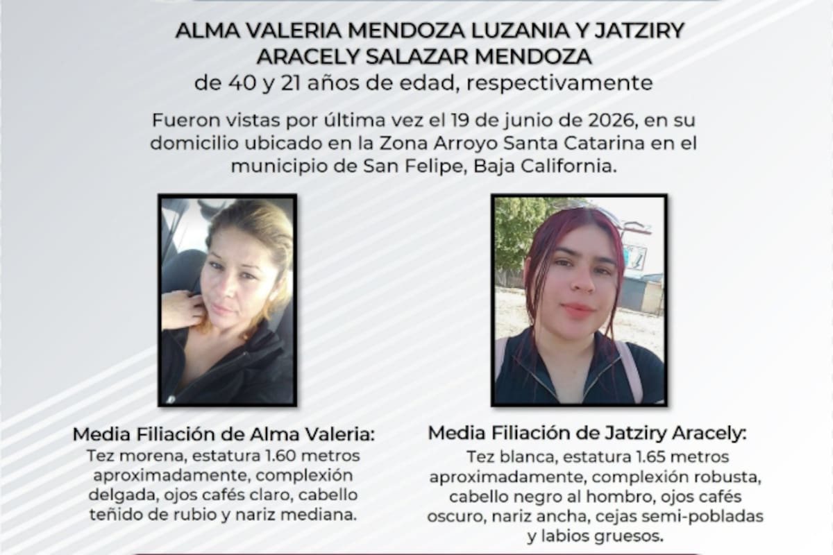 Buscan a Alma Valeria y Jatziry Aracely, desaparecidas en San Felipe desde el 19 de junio