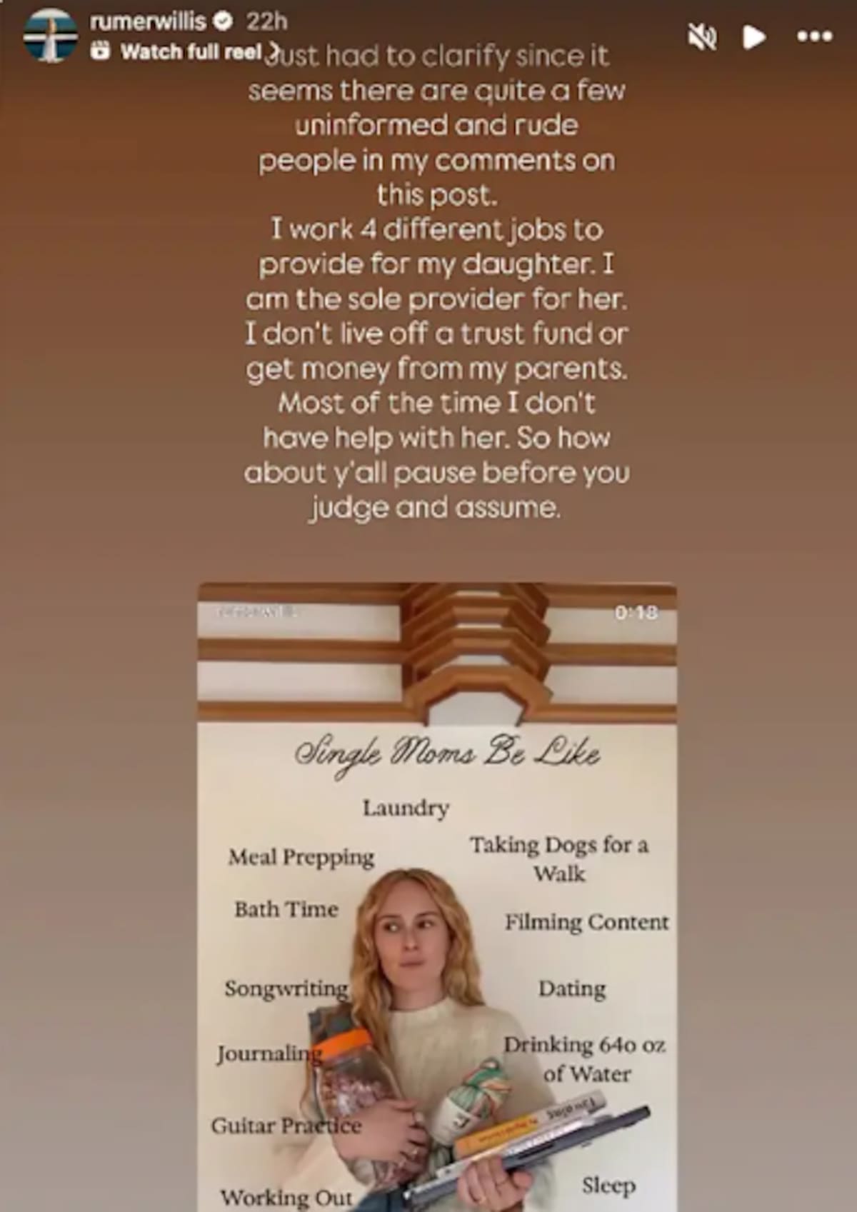 Rumer Willis negó recibir ayuda de sus padres