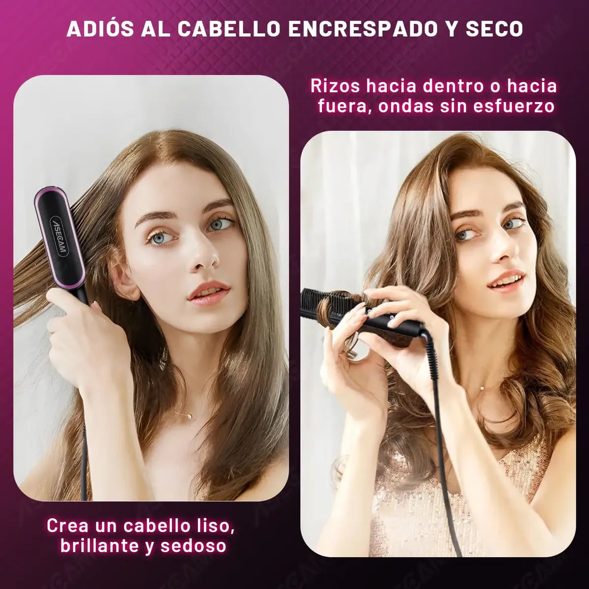 Cepillo Peine Alaciador y Rizador Eléctrico 2 en 1 | Mercado Libre