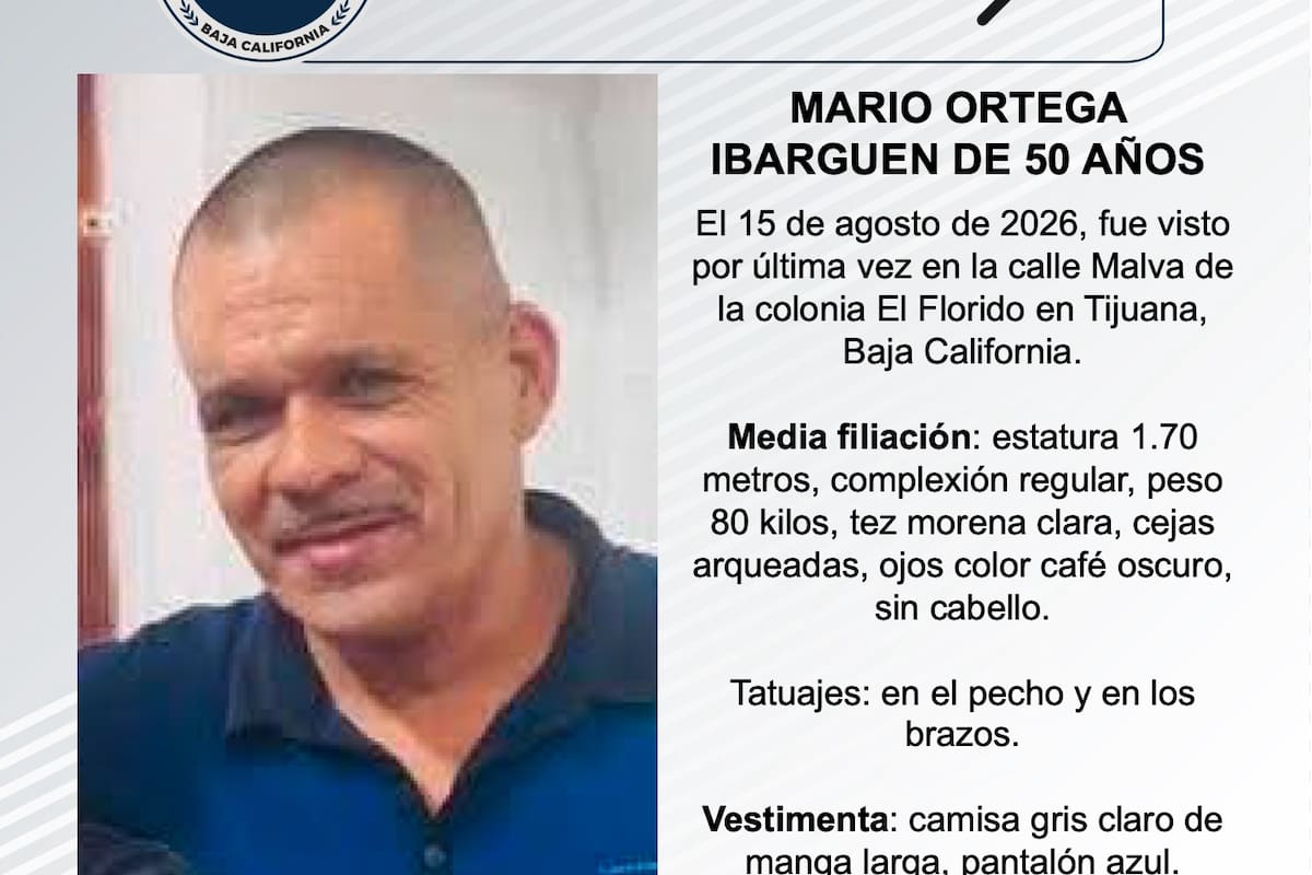Se busca Mario Ortega Ibarguen de 50 años
