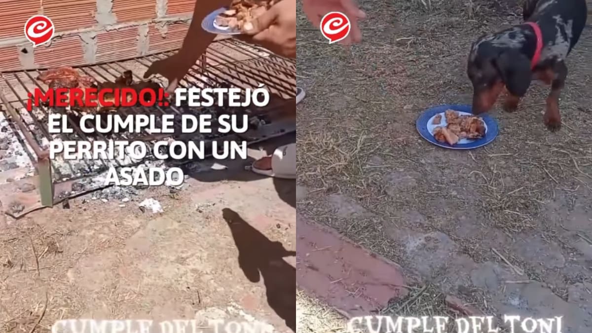Hombre se vuelve viral por celebrar el cumpleaños de su perrito con un asado hecho solo para él