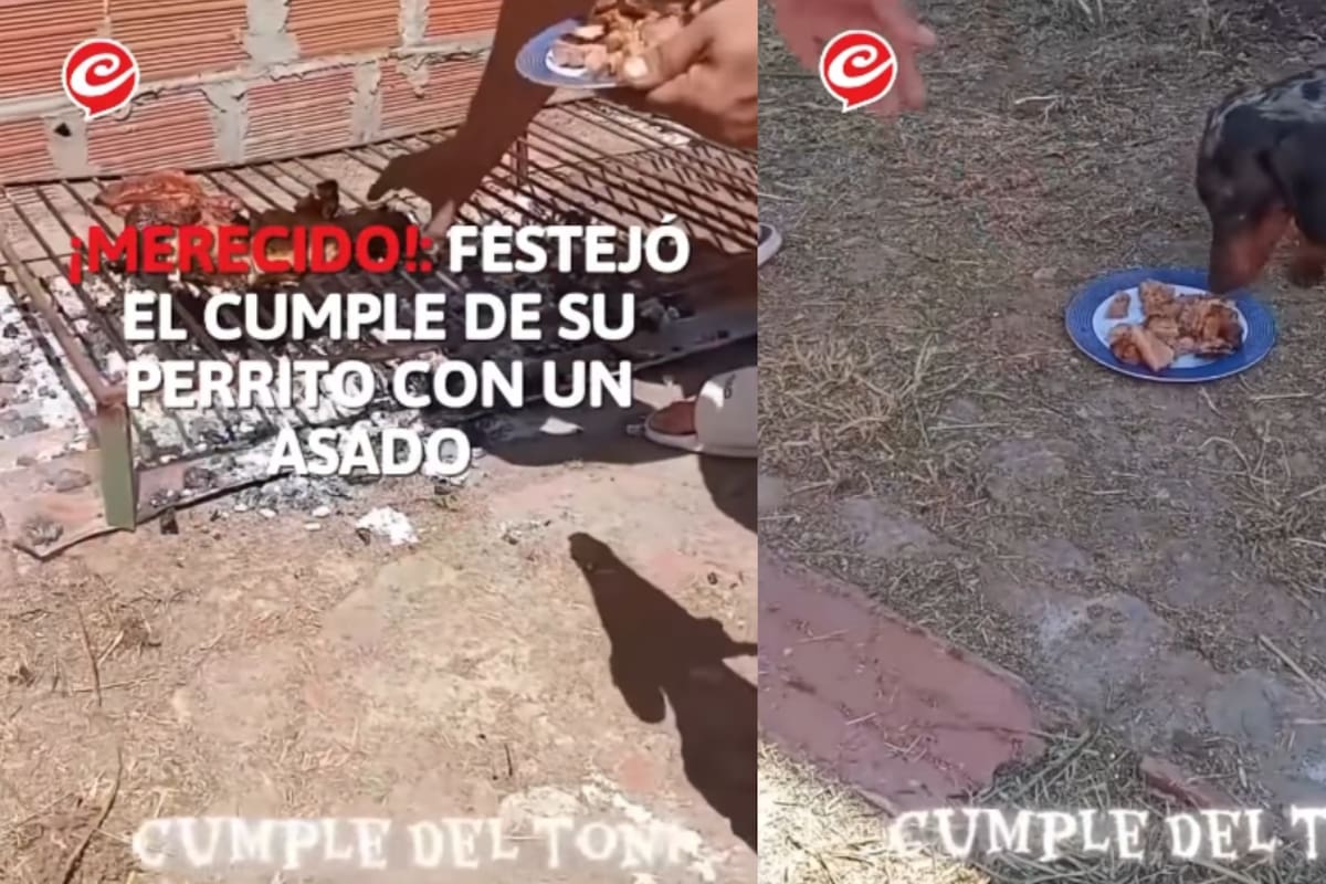 Hombre se vuelve viral por celebrar el cumpleaños de su perrito con un asado hecho solo para él