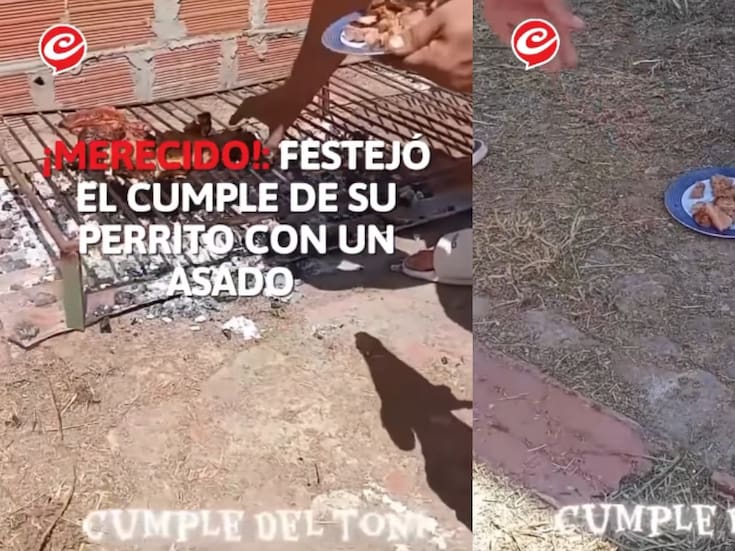 Hombre se vuelve viral por celebrar el cumpleaños de su perrito con un asado hecho solo para él