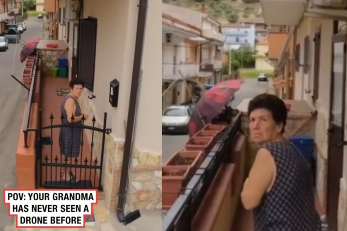 Abuela ve un dron por primera vez en la vida y esta fue su reacción