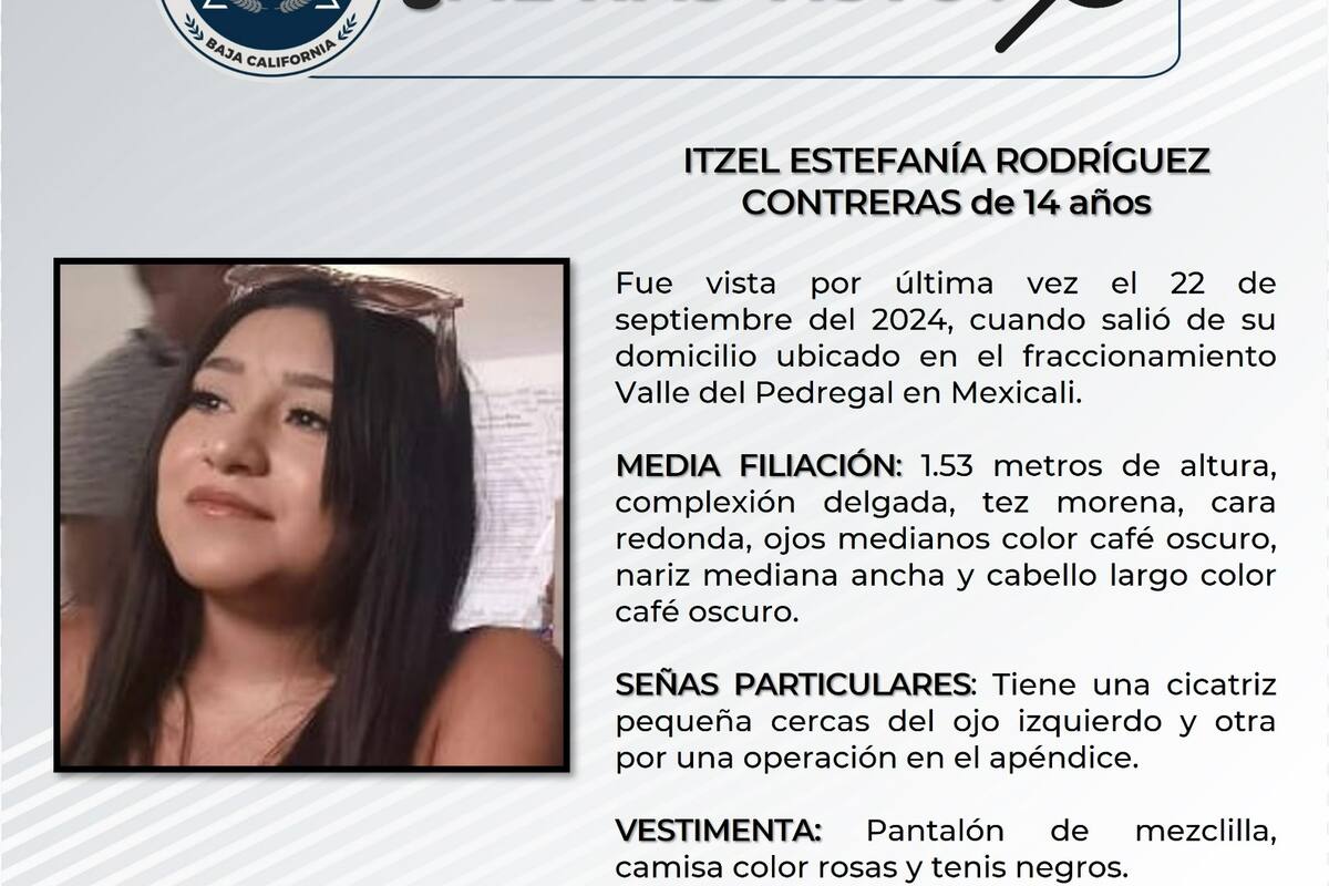 Se solicita ayuda para localizar a Itzel Estefanía Rodríguez Contreras