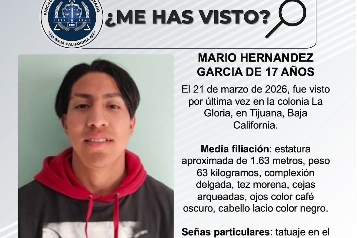 Se busca a Mario Hernandez Garcia de 17 años