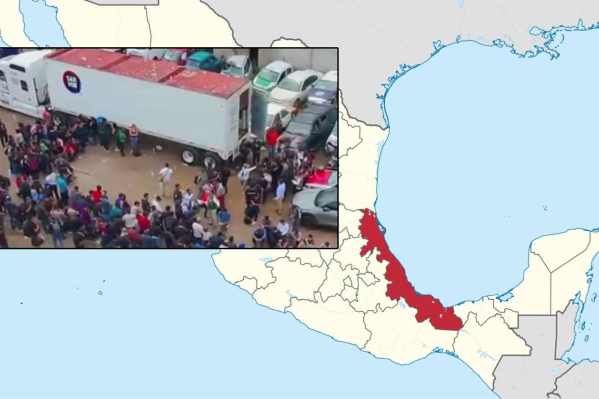Rescatan a 264 migrantes dentro de tractocamión en Veracruz; operativo provoca cierre vial y despliegue de seguridad