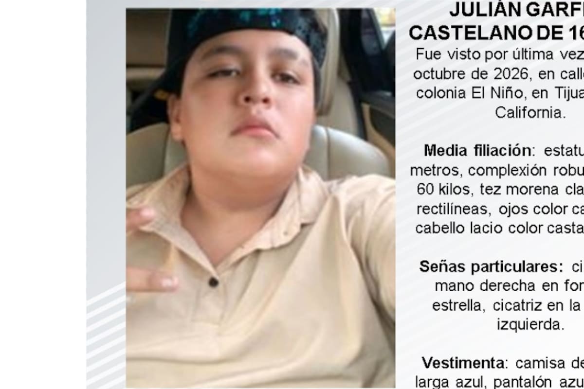 Se busca a Julián Garfias Castelano de 16 años