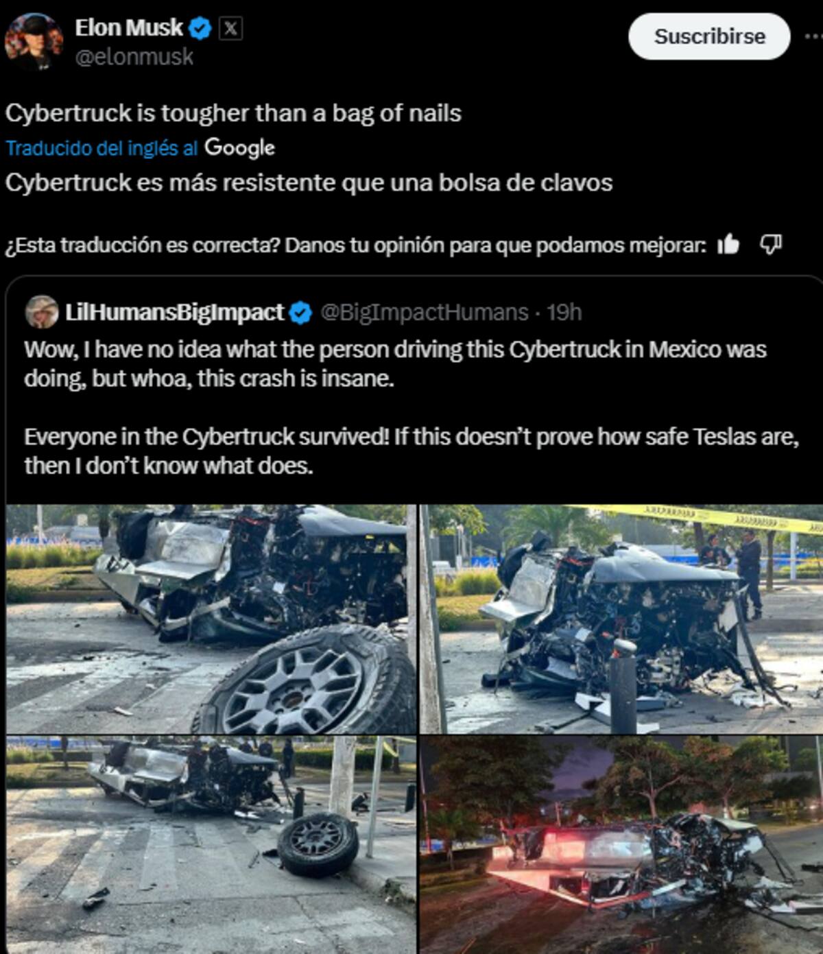 Así reaccionó Elon Musk a los accidentes en México por la Tesla Cybertruck.