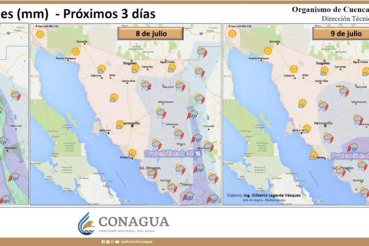 Monzón incrementa humedad y lluvias en Sonora; prevén temperaturas de hasta 44°C