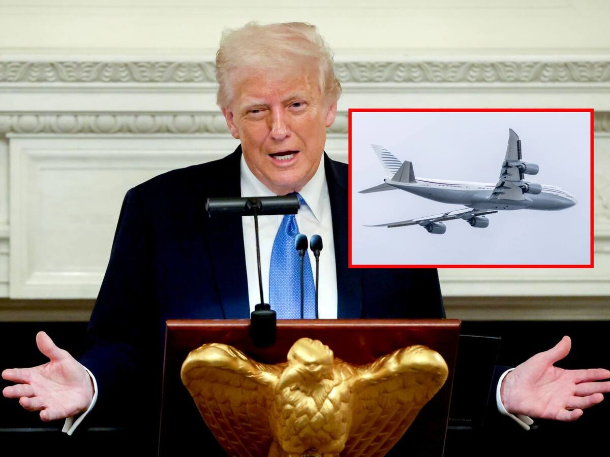 Trump se defiende por avión de Catar y amenaza con demandas por difamación. | Crédito: EFE/AP