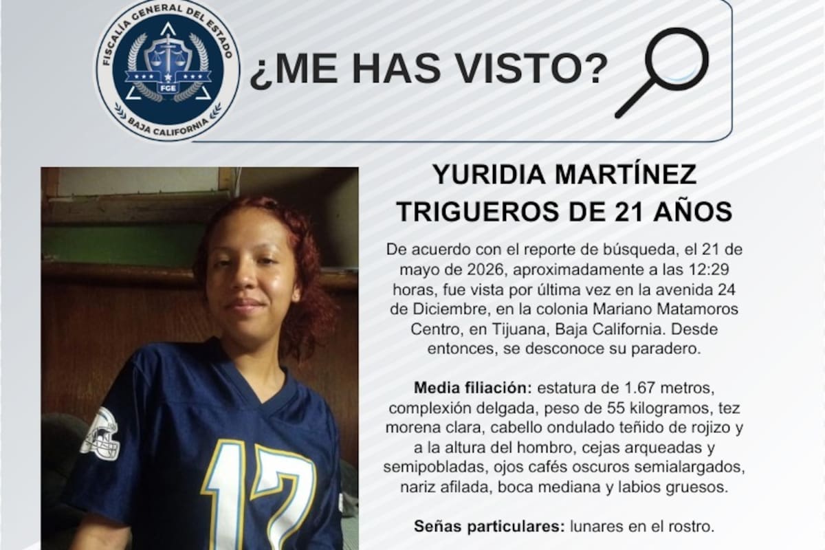 Se busca Yuridia Martínez Trigueros de 21 años de edad