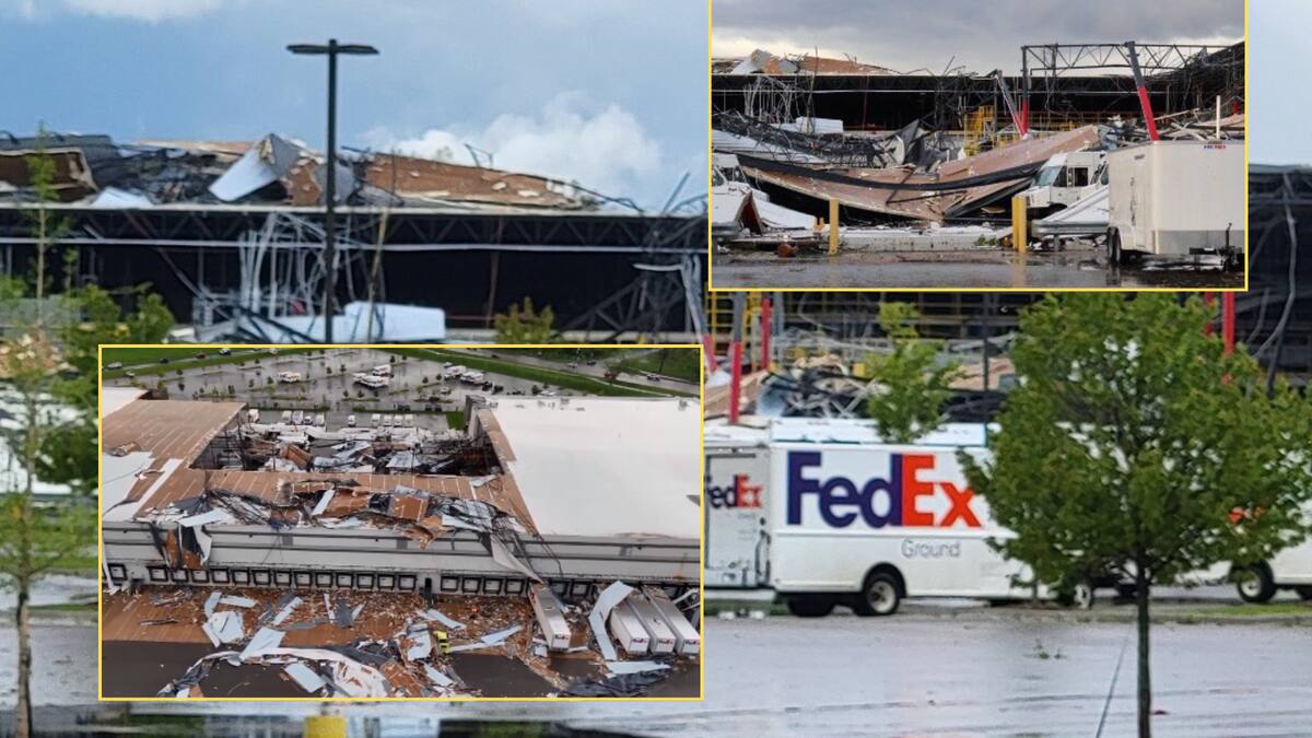 VIDEO: Tornado golpea a Michigan y derriba instalaciones de FedEx; 50 empleados habían quedado atrapados