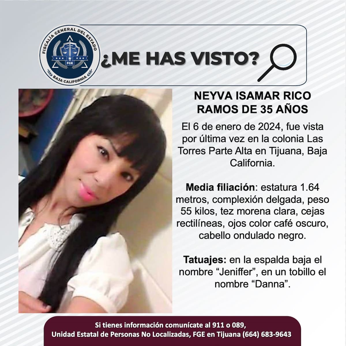 Fue vista por última vez el 6 de enero de 2024.