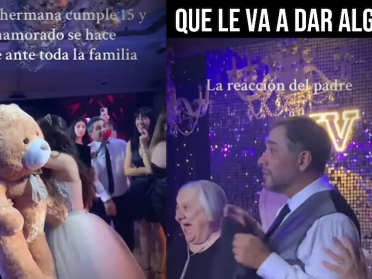 Joven graba la quinceañera de su hermana justo cuando llega su pretendiente y la expresión del padre lo dice todo