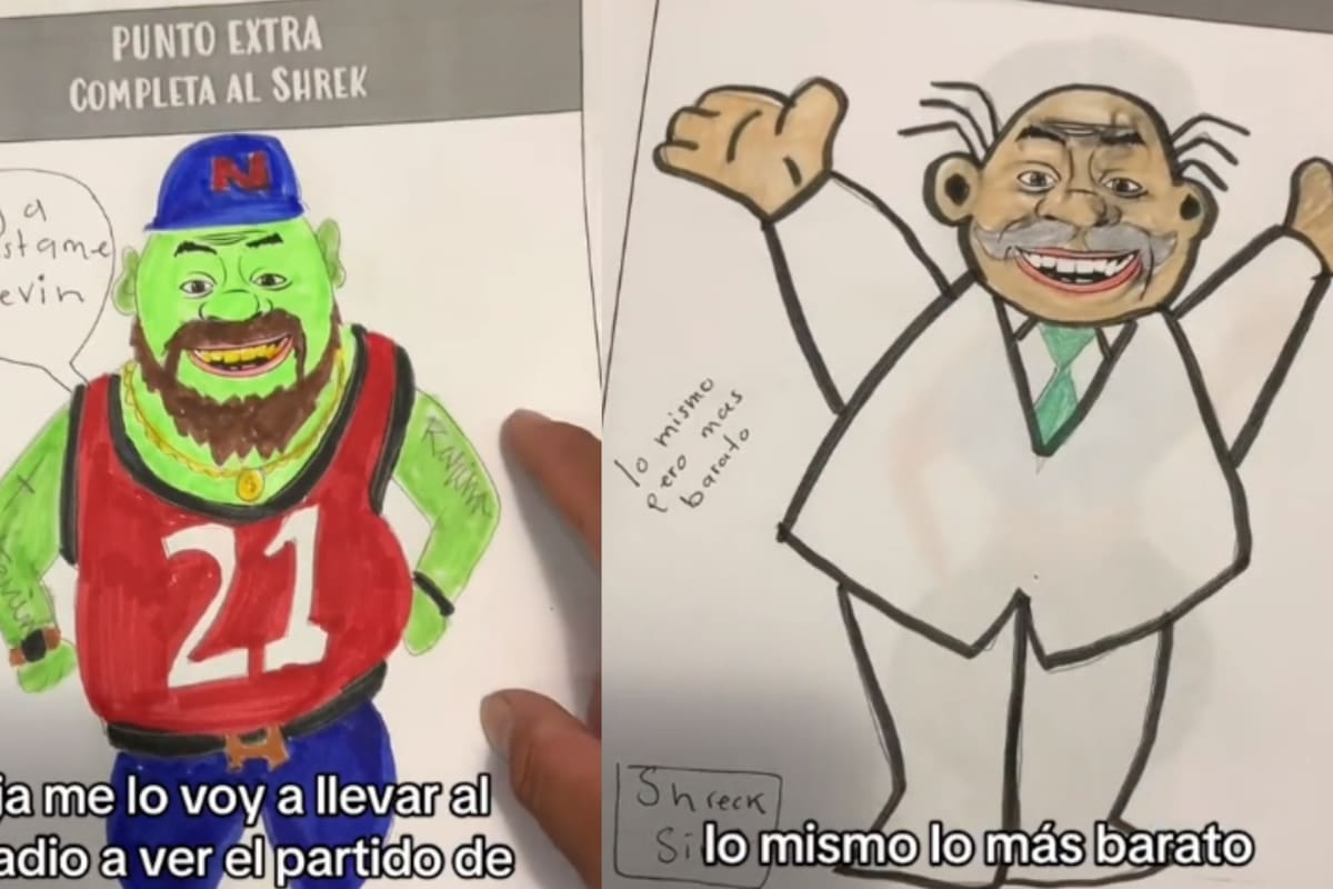 Maestro da un punto extra a los alumnos que completen a Shrek en su examen: así quedaron los dibujos