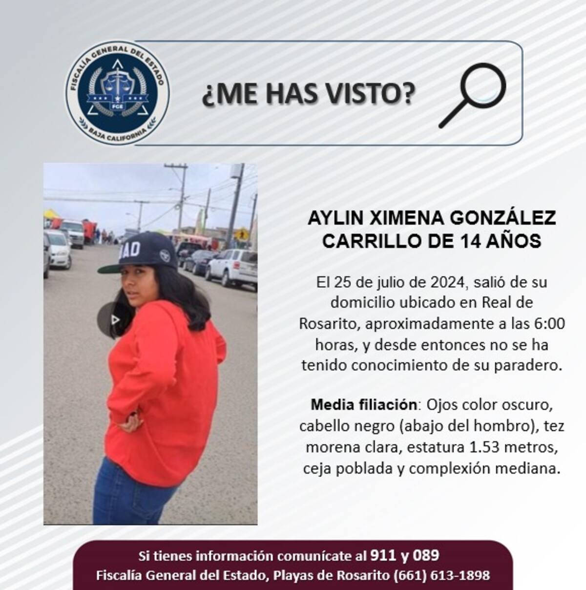 Aylin Ximena González Carillo fue vista por última vez el 25 de julio del 2024.