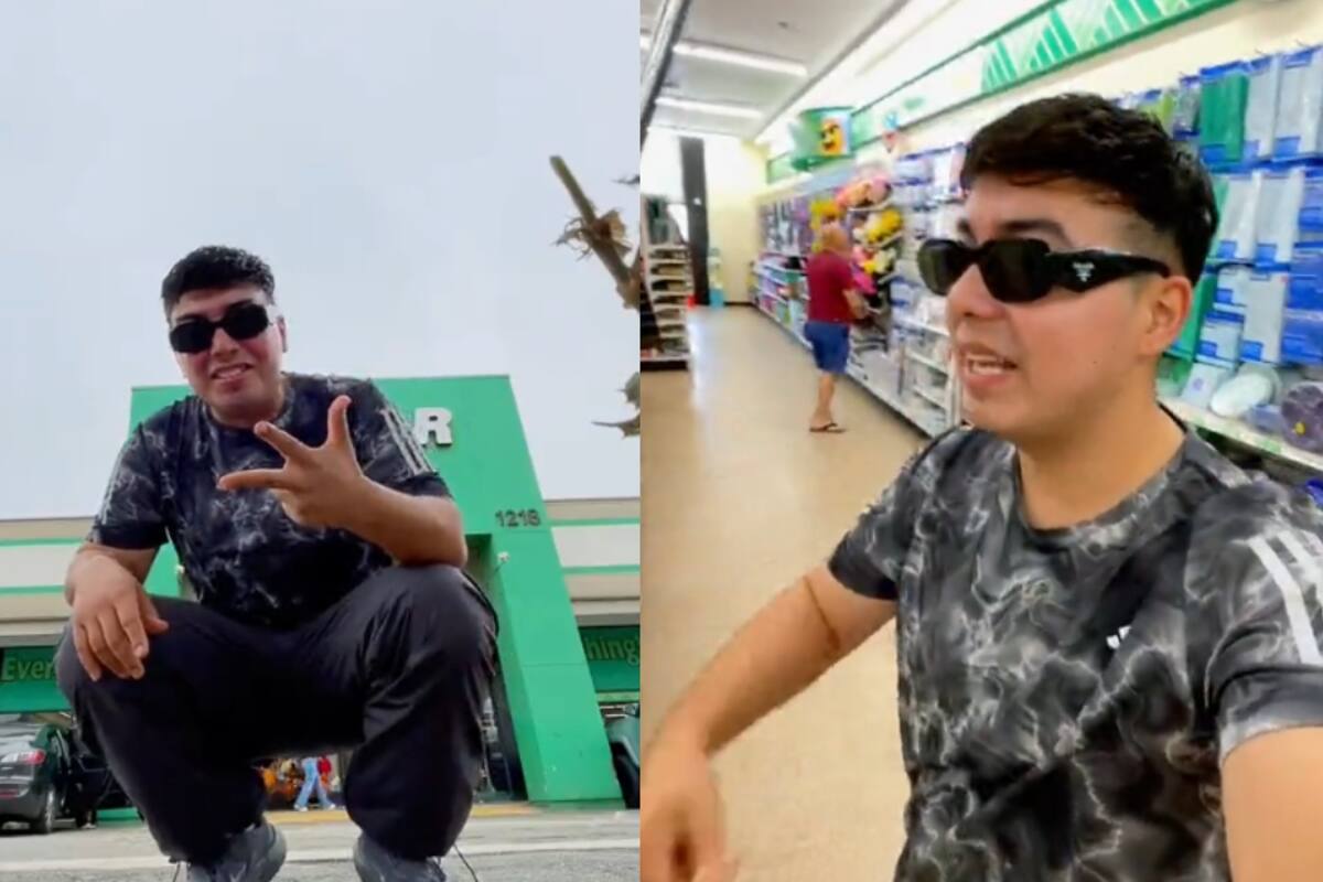 Joven muestra cómo abastece los suministros de cocina y limpiadores en la tienda del dólar para su hogar
