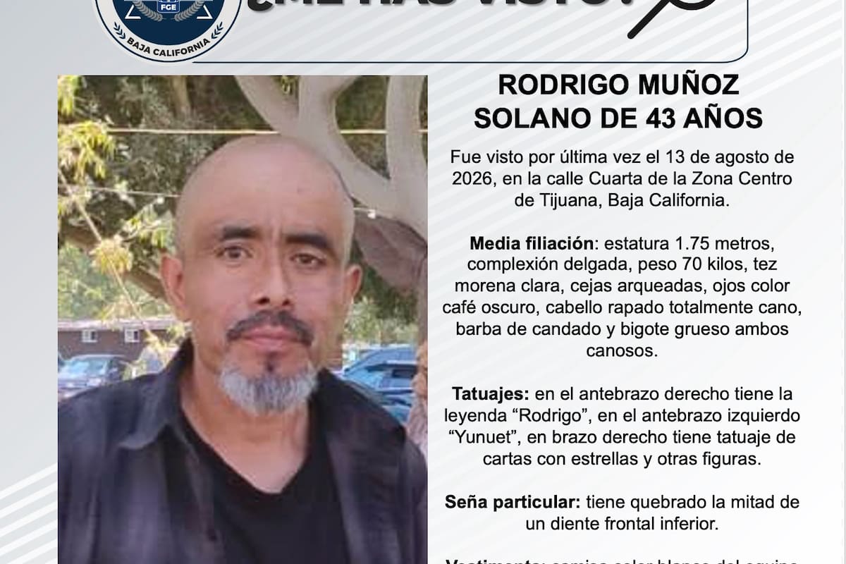 Se busca Rodrigo Muñoz Solano de 43 años