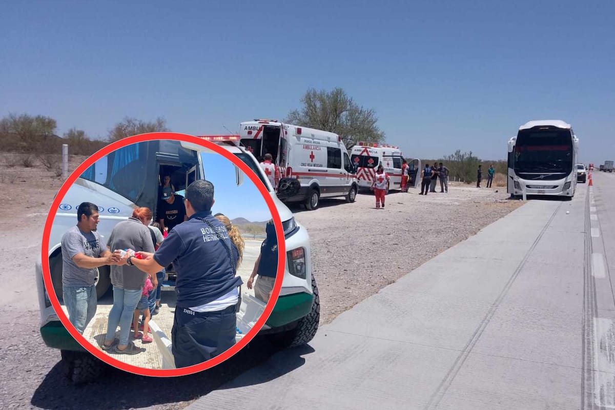 Atienden a pasajeros de autobús descompuesto en libramiento de Hermosillo
