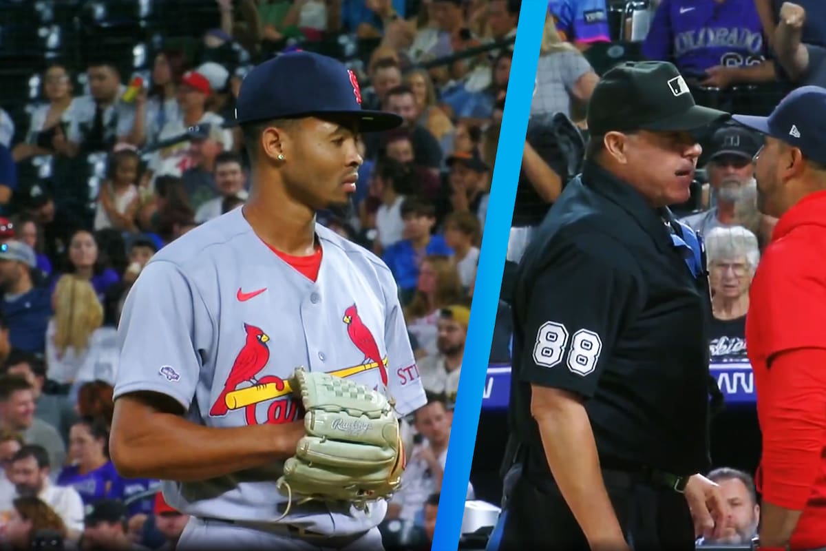 Umpire obliga a novato de Cardinals a enderezarse la gorra sin que existiera una regla, sanciona con una bola a su relevo, expulsa al manager y después marca safe en un aparente out