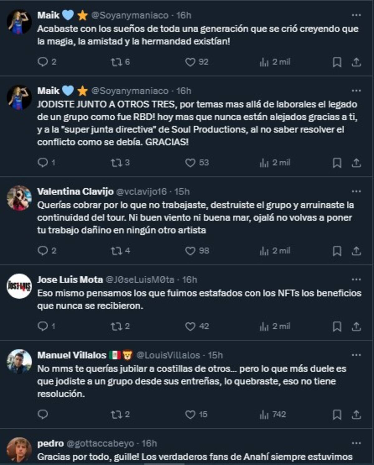 Fans de RBD arremeten contra Guillermo Rosas / Cuenta de x: @GuillermoRosas