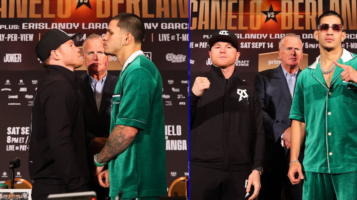 "Canelo" y Édgar Berlanga cumplieron con el peso y están listos para su pelea de este sábado en la T-Mobile Arena. / Fotos: PBC.