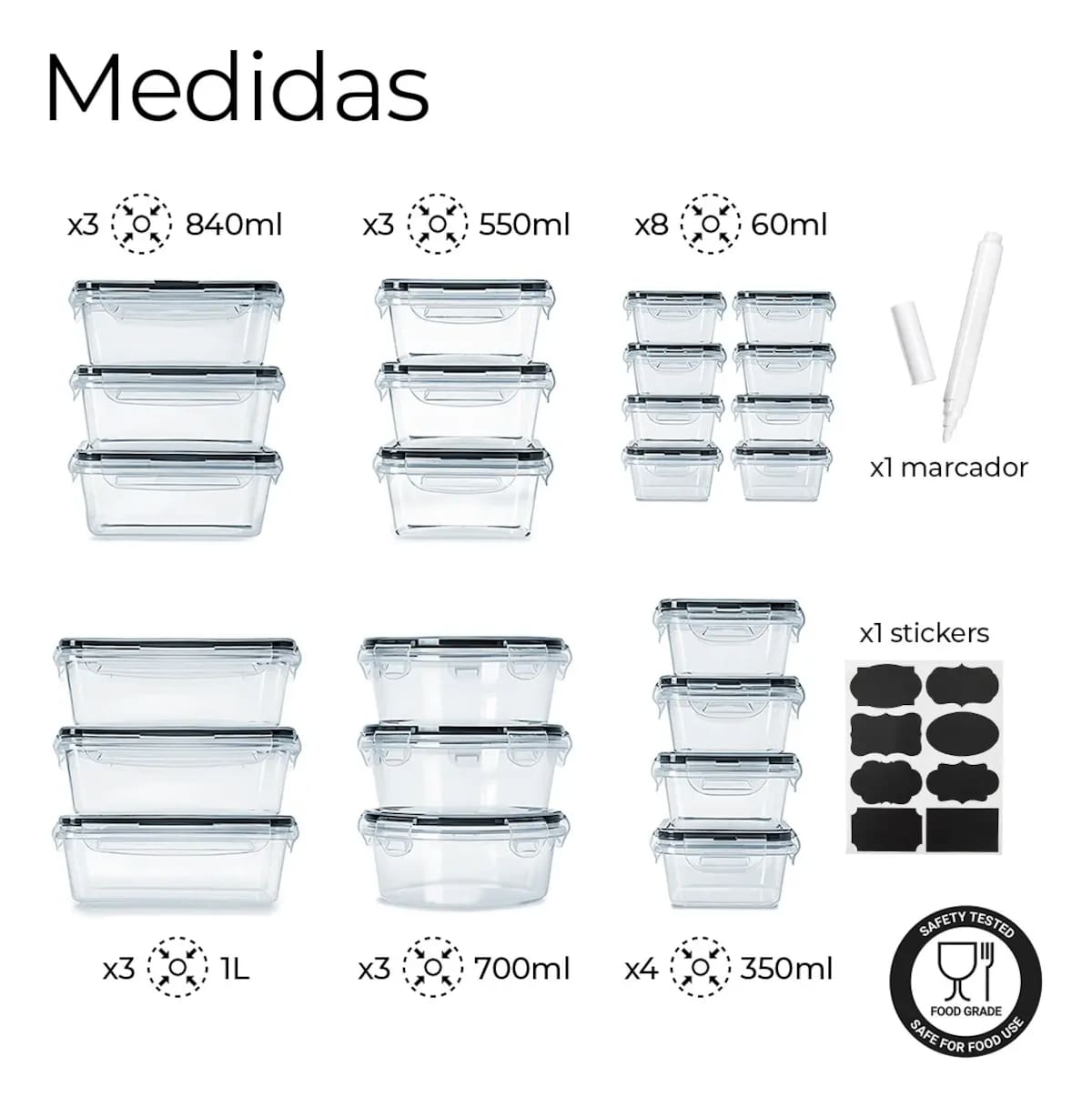 Juego de 24 recipientes herméticos de la marca Raganet | Mercado Libre