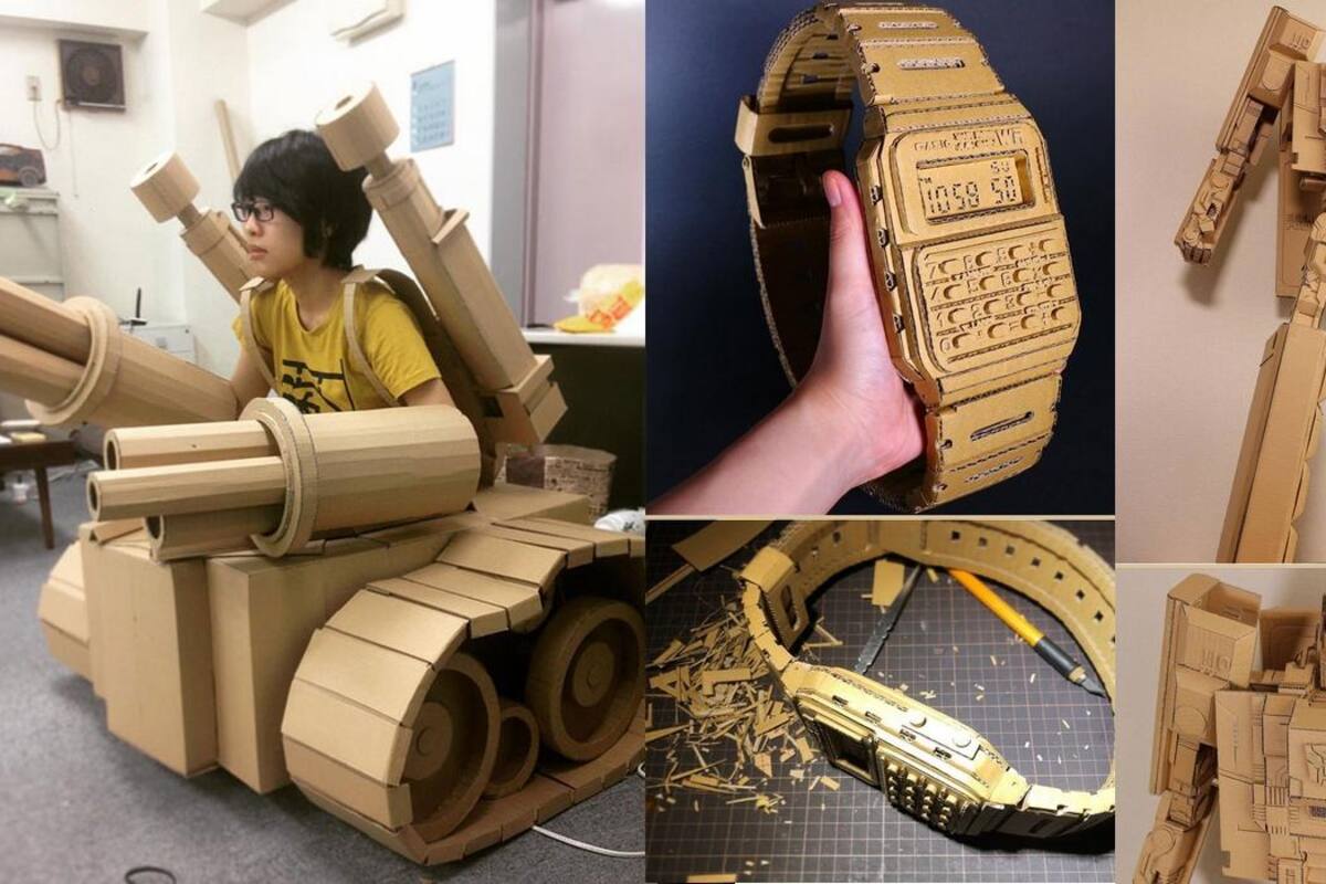 Artista japonesa convierte cajas de cartón en obras de arte