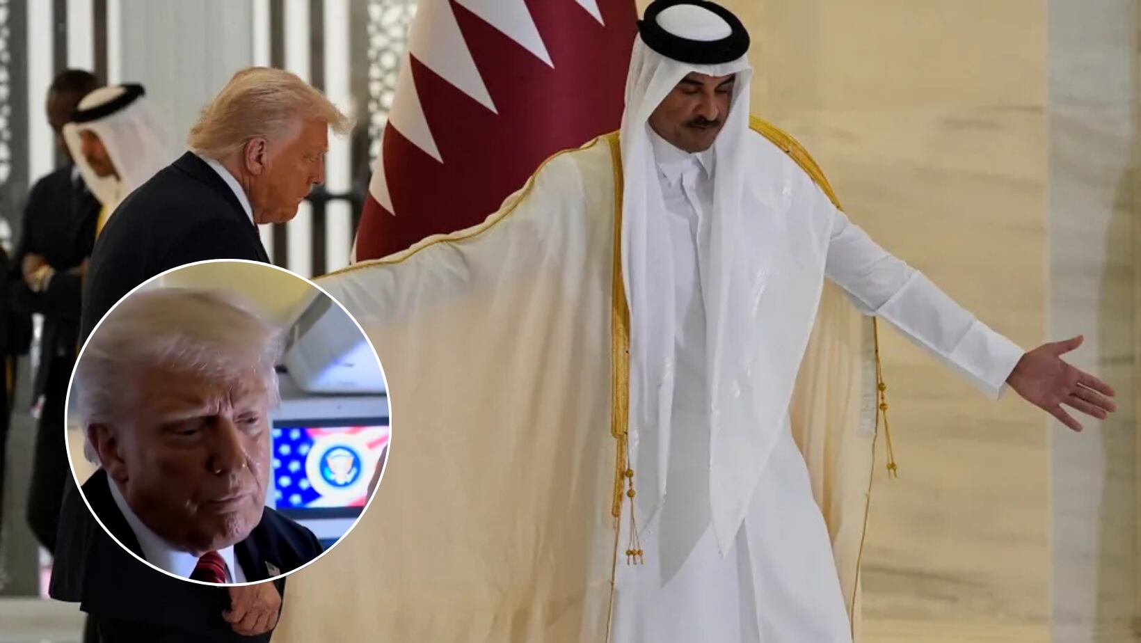 En su primer encuentro en 25 años, Donald Trump destacó las habilidades de liderazgo de al Sharaa y su potencial para estabilizar Siria. Foto: Milenio y X de Rapid Response 47@RapidResponse47